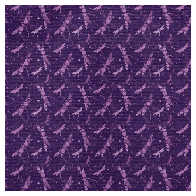 Tissu Motif de libellules en couleur violet (Échantillon)