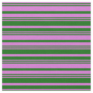 Tissu Motif de lignes couleur orchidée et vert foncé