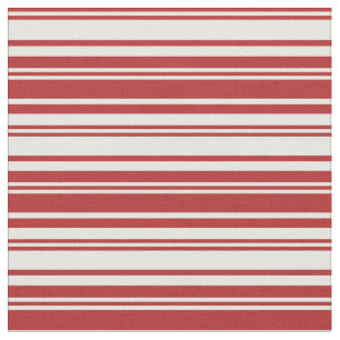 Tissu Motif de lignes/rayures de crème rouge et de menth