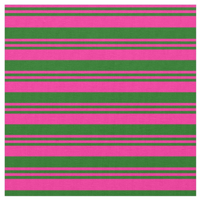 Tissu Motif de lignes/rayures roses profondes et vertes  (Fermer)