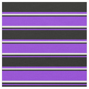 Tissu Motif de lignes/rayures violettes, noires et blanc