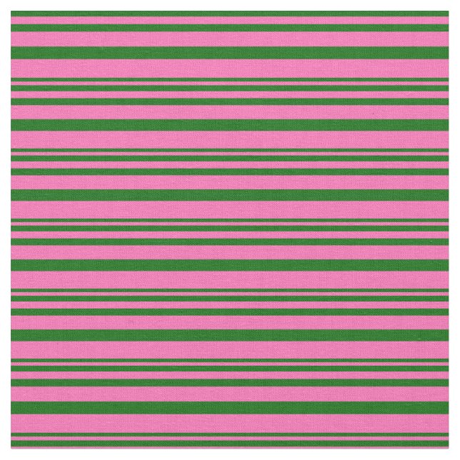 Tissu Motif de lignes rose chaud et vert foncé (Fermer)