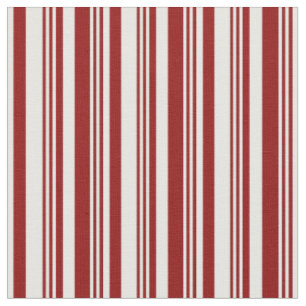 Tissu Motif de lignes rouge foncé et crème à la menthe