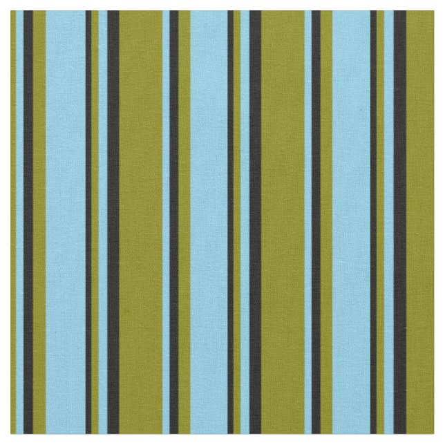 Tissu Motif de lignes vert, bleu ciel et noir (Fermer)