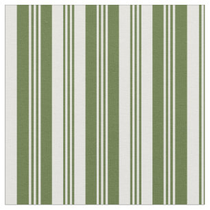 Tissu Motif de lignes vert et blanc d'olive foncé