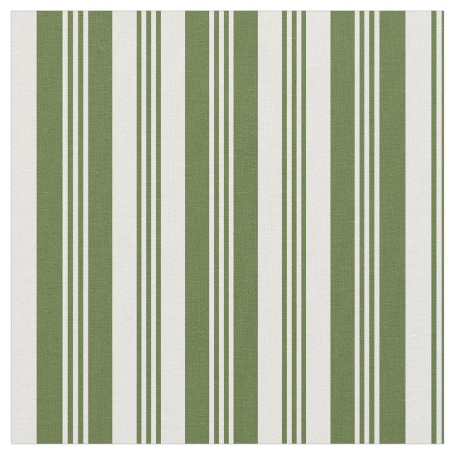 Tissu Motif de lignes vert et blanc d'olive foncé (Fermer)