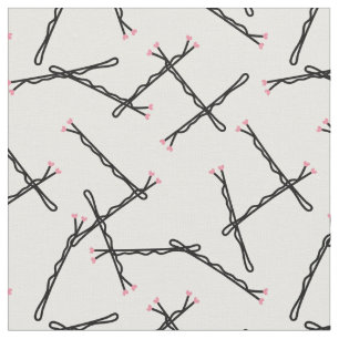 Tissu Motif de liste des cheveux Bobby Pins noir rose