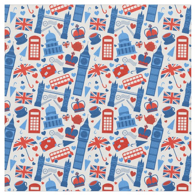 Tissu Motif de Londres Angleterre (Fermer)