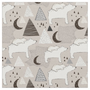 Tissu Motif de l'ours de bois du mignon Doodland