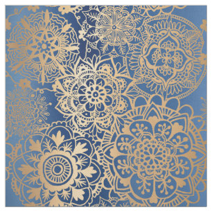 Tissu Motif de Mandala bleu et or