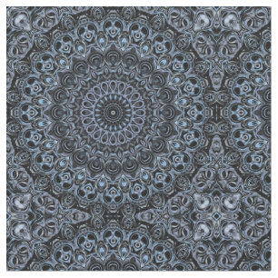 Tissu Motif de mandala bleu foncé et noir