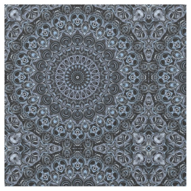 Tissu Motif de mandala bleu foncé et noir (Fermer)