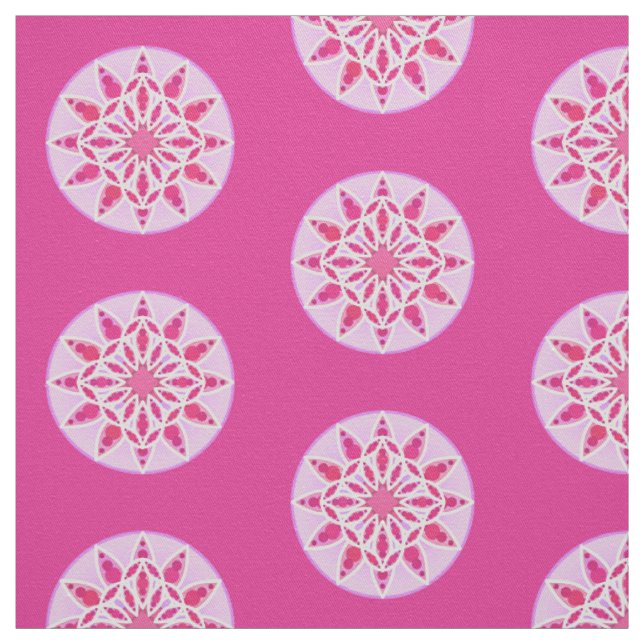Tissu Motif de mandala dans rose, le fuchsia et le blanc (Échantillon)