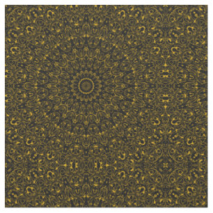 Tissu Motif de mandala doré à symétrie radiante