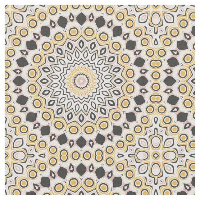 Tissu Motif de mandala doré et charbon (Fermer)
