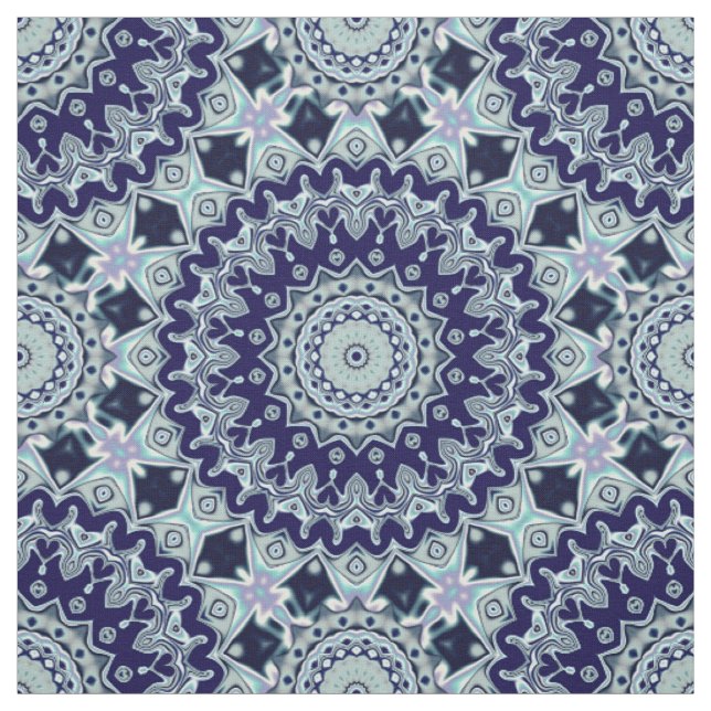 Tissu Motif de Mandala en noir bleu (Échantillon)
