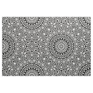 Tissu Motif de mandala moderne noir et blanc complexe