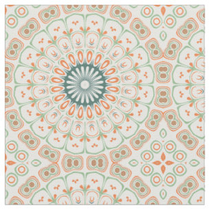 Tissu Motif de mandala moderne orange et vert