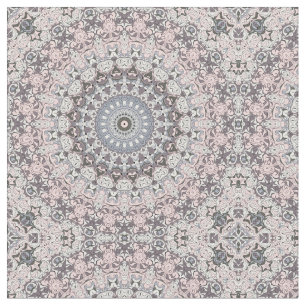 Tissu Motif de mandala rose gris et blanc