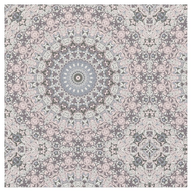 Tissu Motif de mandala rose gris et blanc (Fermer)