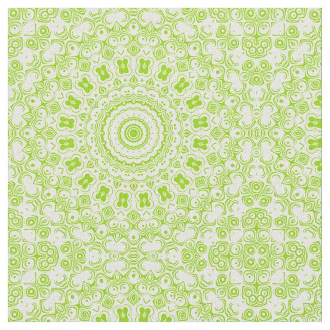 Tissu Motif de mandala vert Chartreuse (Fermer)