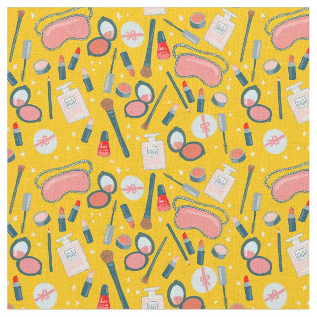 Tissu Motif de maquillage de beauté vintage (Fermer)