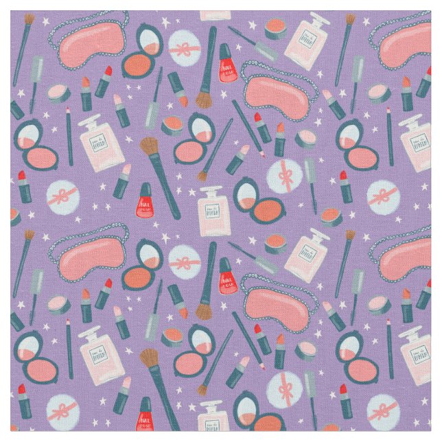 Tissu Motif de maquillage de beauté vintage (Fermer)