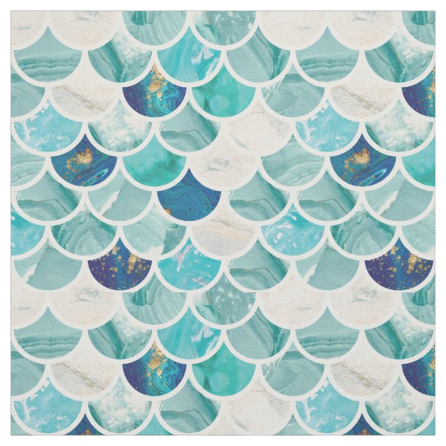 Tissu Motif de marbre de menthe d'échelles de poissons (Échantillon)