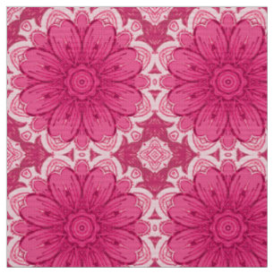 Tissu Motif de marguerite géométrique en corail et rose