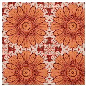 Tissu Motif de marguerite géométrique en Mandarin Orange
