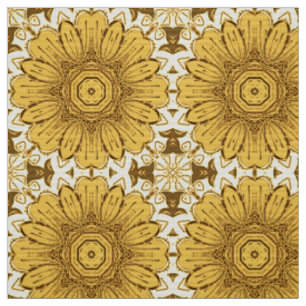 Tissu Motif de marguerite géométrique en Or de moutarde