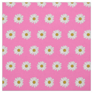 Tissu Motif de marguerite rose chaud