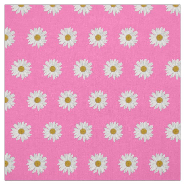 Tissu Motif de marguerite rose chaud (Échantillon)