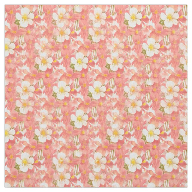 Tissu Motif de marguerites blanches et roses (Échantillon)