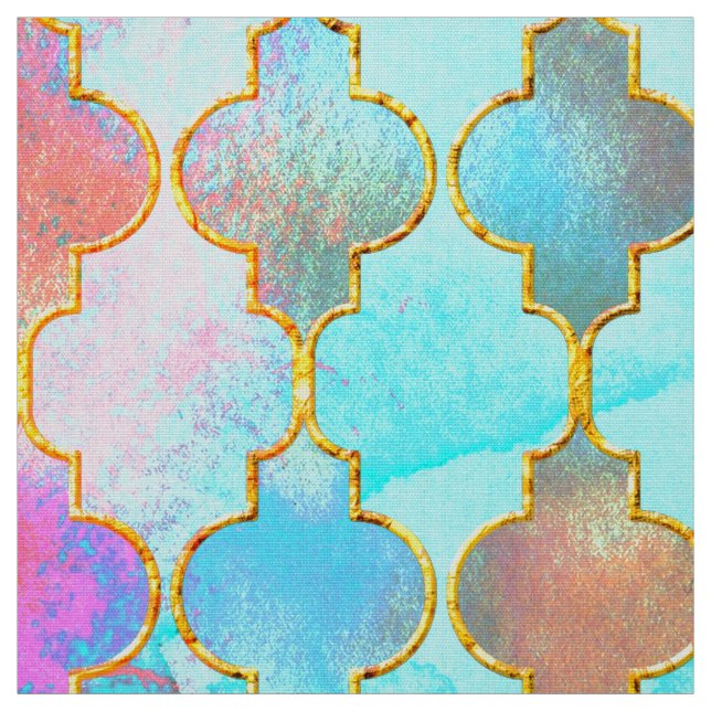 Tissu Motif de Maroccan de rose et d'Aqua (Échantillon)
