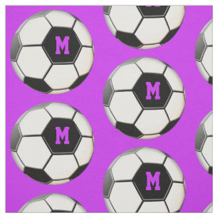 Tissu Motif de monogramme violet de la balle de soccer