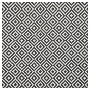 Tissu Motif de mosaïque de Carré noir blanc Ikat Diamo