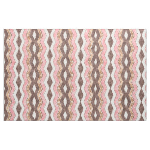 Tissu Motif de mosaïque rose Brown Ikat Zigzag