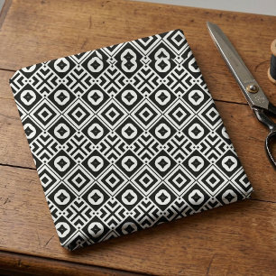 Tissu Motif de mosaïque tribal géométrique noir et blanc