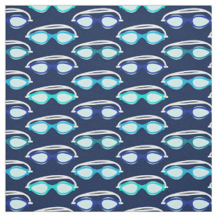 Tissu Motif de natation Lunettes de bain sur bleu foncé