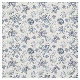 Tissu Motif de Noël d'argent blanc