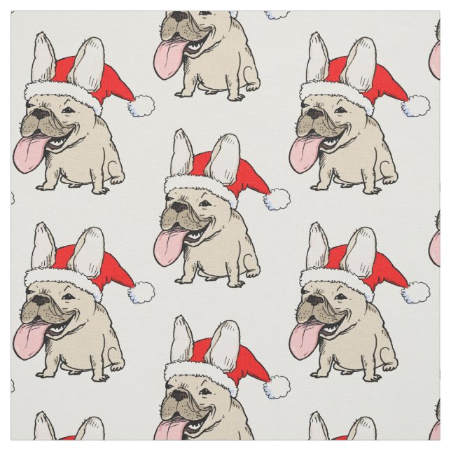 Tissu Motif de Noël de bouledogues français (Échantillon)