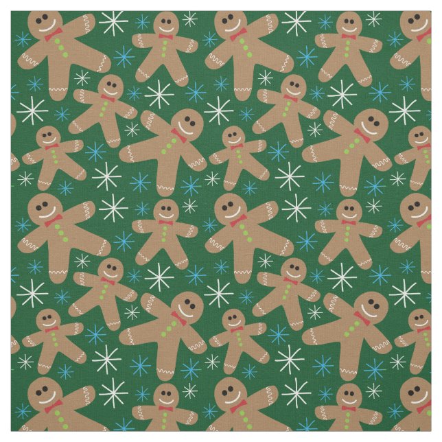 Tissu Motif de Noël de Gingerbread Man (Échantillon)