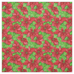 Tissu Motif de Noël de Poinsettia
