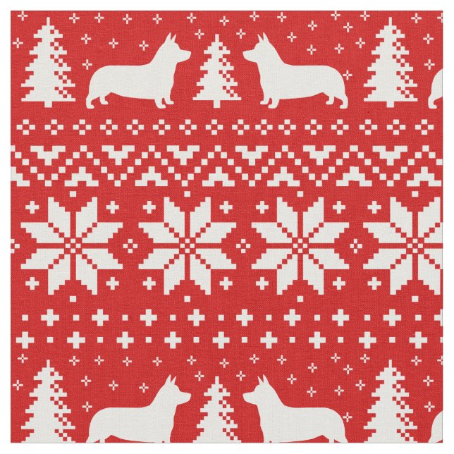 Tissu Motif de Noël de silhouettes de corgi de Gallois (Fermer)