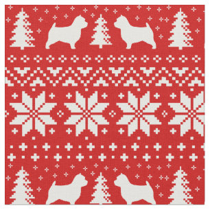Tissu Motif de Noël de silhouettes de Norwich Terrier
