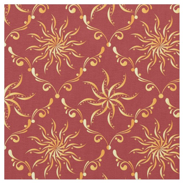 Tissu Motif de Noël Golden Sun (Fermer)