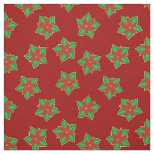 Tissu Motif de Noël Poinsettia