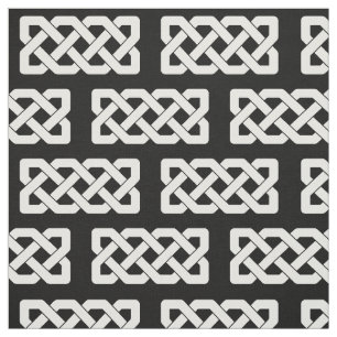 Tissu Motif de noeud celtique noir et blanc élégant