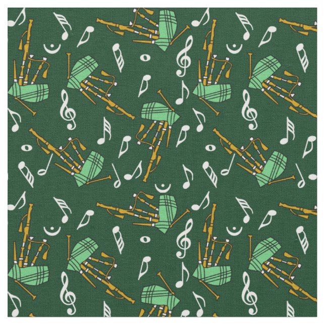 Tissu Motif de notes de musique de cornemuse (Fermer)